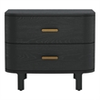 Pemberly Row 30 Inch Wood 2-Drawer Nightstand in Black Oak Veneer Finish