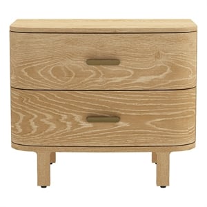 Pemberly Row 30 Inch Wood 2-Drawer Nightstand in Natural Oak Veneer Finish