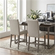 Pemberly Row Set of 2 Bar Stools with Grey Upholstery and Acacia Frame