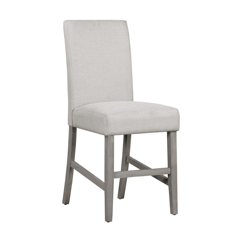 Pemberly Row Set of 2 Bar Stools with Grey Upholstery and Acacia Frame