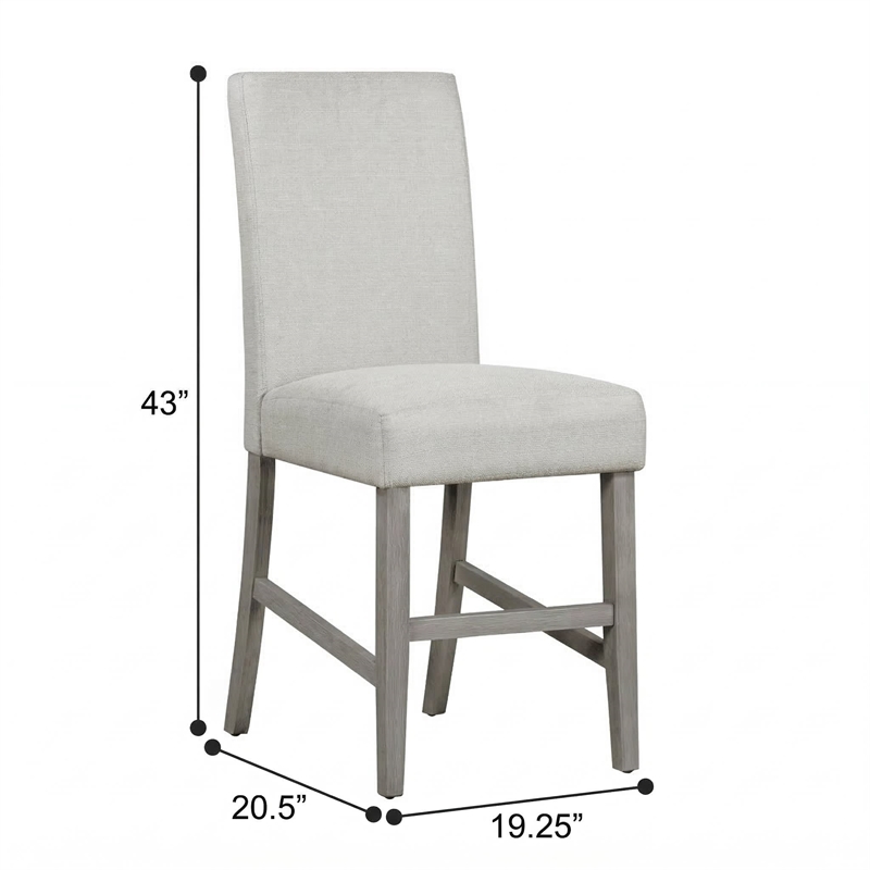Pemberly Row Set of 2 Bar Stools with Grey Upholstery and Acacia Frame