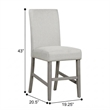 Pemberly Row Set of 2 Bar Stools with Grey Upholstery and Acacia Frame