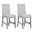 Pemberly Row Set of 2 Bar Stools with Grey Upholstery and Acacia Frame
