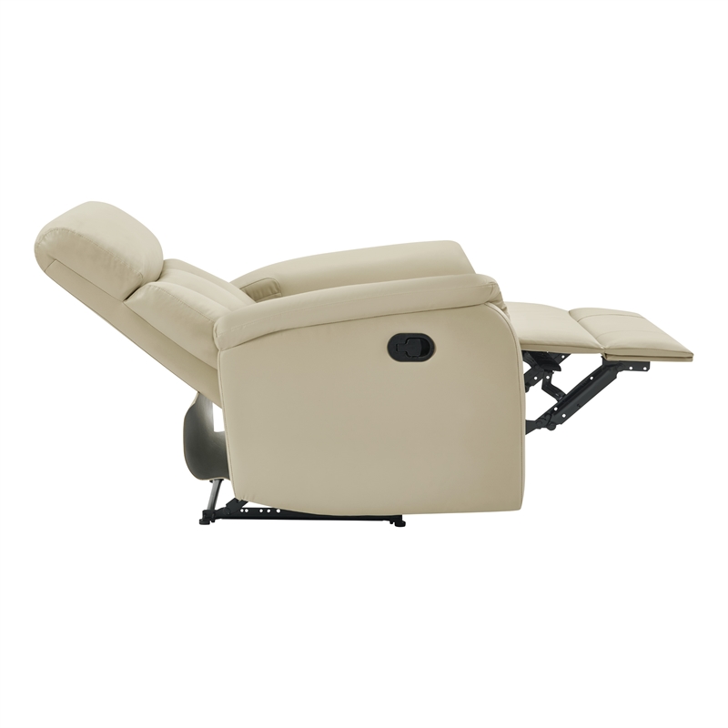 Pemberly Row Pushback Recliner in Taupe Faux Leather with Coil Springs
