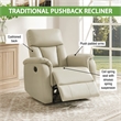 Pemberly Row Pushback Recliner in Taupe Faux Leather with Coil Springs