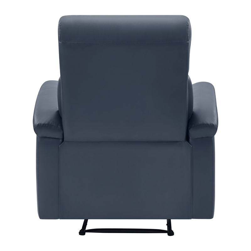 Pemberly Row Pushback Recliner in Navy Faux Leather with Coil Springs