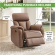 Pemberly Row Pushback Recliner in Saddle Brown Faux Leather Coil Springs