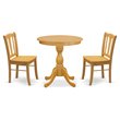 Pemberly Row 3-Piece Round Pedestal Wood Dining Set in Oak Finish