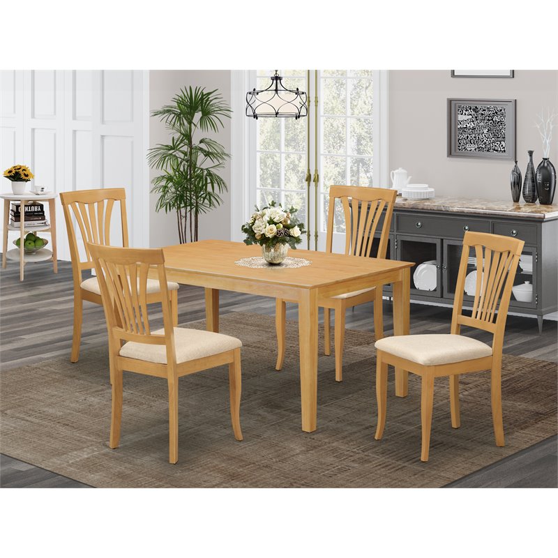 Pemberly Row 5-Piece Wood Dining Set with Modern Chairs in Oak Finish