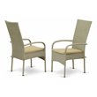Pemberly Row Metal & Wicker Patio Dining Chair Set of 2 in Natural Linen
