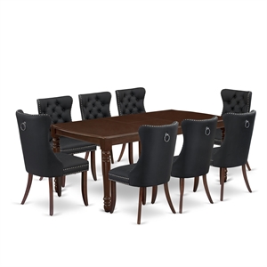 Pemberly Row 9-Piece Kitchen Set with Butterfly Leaf in Mahogany/Dark Gray