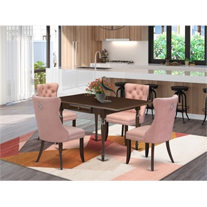 Pemberly Row 5-Piece Kitchen Table Set in Mahogany and Beige Red