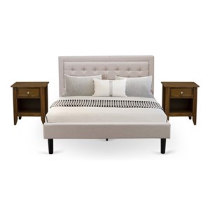 Pemberly Row 3-Piece Queen Bedroom Set in Mist Beige with Nightstands