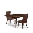 Pemberly Row 3-Piece Rubberwood Dining Set with Mahogany & Burgundy Finish