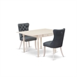 Pemberly Row 3-Piece Faux Leather Dining Set in Linen White/Platinum Gray