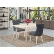 Pemberly Row 3-Piece Faux Leather Dining Set in Linen White/Platinum Gray
