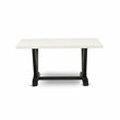 Pemberly Row V-Style 36x60in Wood Dining Table in Black and White