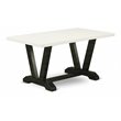 Pemberly Row V-Style 36x60in Wood Dining Table in Black and White