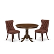 Pemberly Row 3-Piece Round Dinette Set in Mahogany and Burgundy