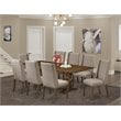 Pemberly Row 9-Piece Wood Dining Set in Walnut Dark Khaki Finish