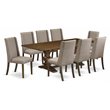 Pemberly Row 9-Piece Wood Dining Set in Walnut Dark Khaki Finish