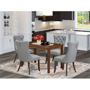 Pemberly Row 5-Piece Dining Set in Asian Wood Antique Walnut Finish