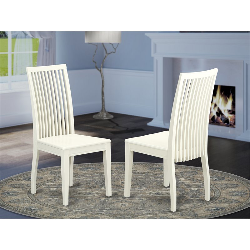 Pemberly Row High-Quality Wood Dining Chairs in Linen White (Set of 2)