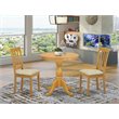 Pemberly Row 3-Piece Wood Dining Set with Upholstered Chairs in Oak