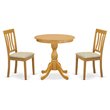 Pemberly Row 3-Piece Wood Dining Set with Upholstered Chairs in Oak