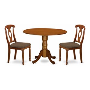 Pemberly Row 3-Piece Wood Dining Set with Drop Leaf in Saddle Brown