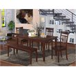 Pemberly Row 6-Piece Dining Set with Wood Seat in Mahogany Finish