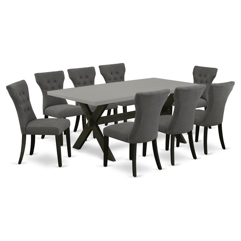 Pemberly Row 9-Piece Rectangular Dining Set with Button Tufted Chairs