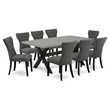 Pemberly Row 9-Piece Rectangular Dining Set with Button Tufted Chairs