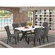 Pemberly Row X-Style 7-Piece Wood Kitchen Set in Mahogany and Dark Khaki