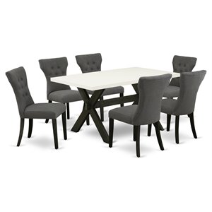 Pemberly Row X-Style 7-Piece Wood Kitchen Set in Mahogany and Dark Khaki