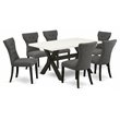 Pemberly Row X-Style 7-Piece Wood Kitchen Set in Mahogany and Dark Khaki