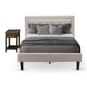 Pemberly Row 2-Piece Wood Full Bedroom Set in Mist Beige and Black
