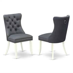 Pemberly Row Faux Leather Parson Dining Chair in Platinum Gray (Set of 2)