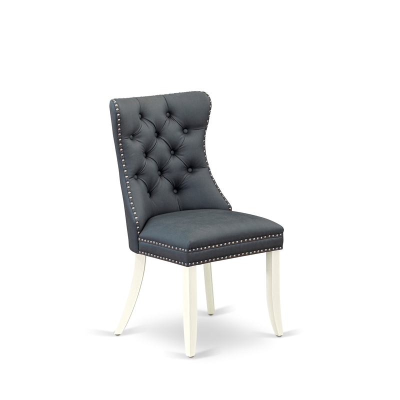 Pemberly Row Faux Leather Parson Dining Chair in Platinum Gray (Set of 2)