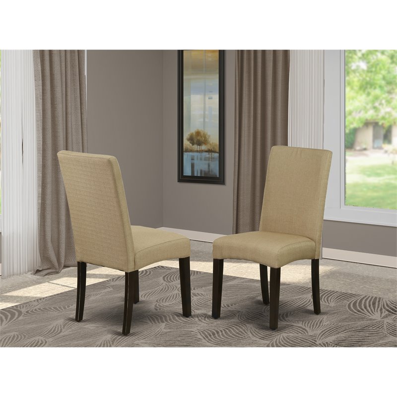 Pemberly Row Fabric Dining Chairs in Cappuccino Finish (Set of 2)