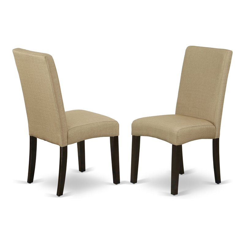 Pemberly Row Fabric Dining Chairs in Cappuccino Finish (Set of 2)