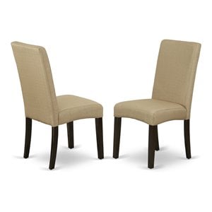 Pemberly Row Fabric Dining Chairs in Cappuccino Finish (Set of 2)