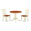 Pemberly Row Antique Wood 3-Piece Dining Set in Cream and Cherry
