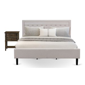 Pemberly Row 2-Piece Wood King Bedroom Set in Mist Beige/Jacobean