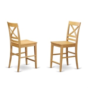 Pemberly Row Slatted Back Oak Wood Counter Stools (Set of 2)