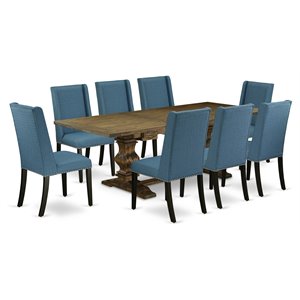 Pemberly Row 9-Piece Wood Dining Table Set in Jacobean Brown