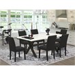 Pemberly Row 7-Piece Wood Dining Room Set in Linen White and Black