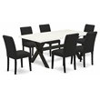 Pemberly Row 7-Piece Wood Dining Room Set in Linen White and Black