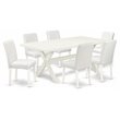 Pemberly Row X-Style 7-Piece Wood Dining Set with Leather Seats in White