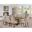 Pemberly Row 9-Piece Wood Dining Set in Jacobean Brown and Clay